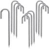 Rebar Stakes 12 Inch 10 Pack Tent Stakes Heavy Duty Metal J Hook, Fence Stakes for Trampoline, Fence, Camping Tent (10, 12") view 1