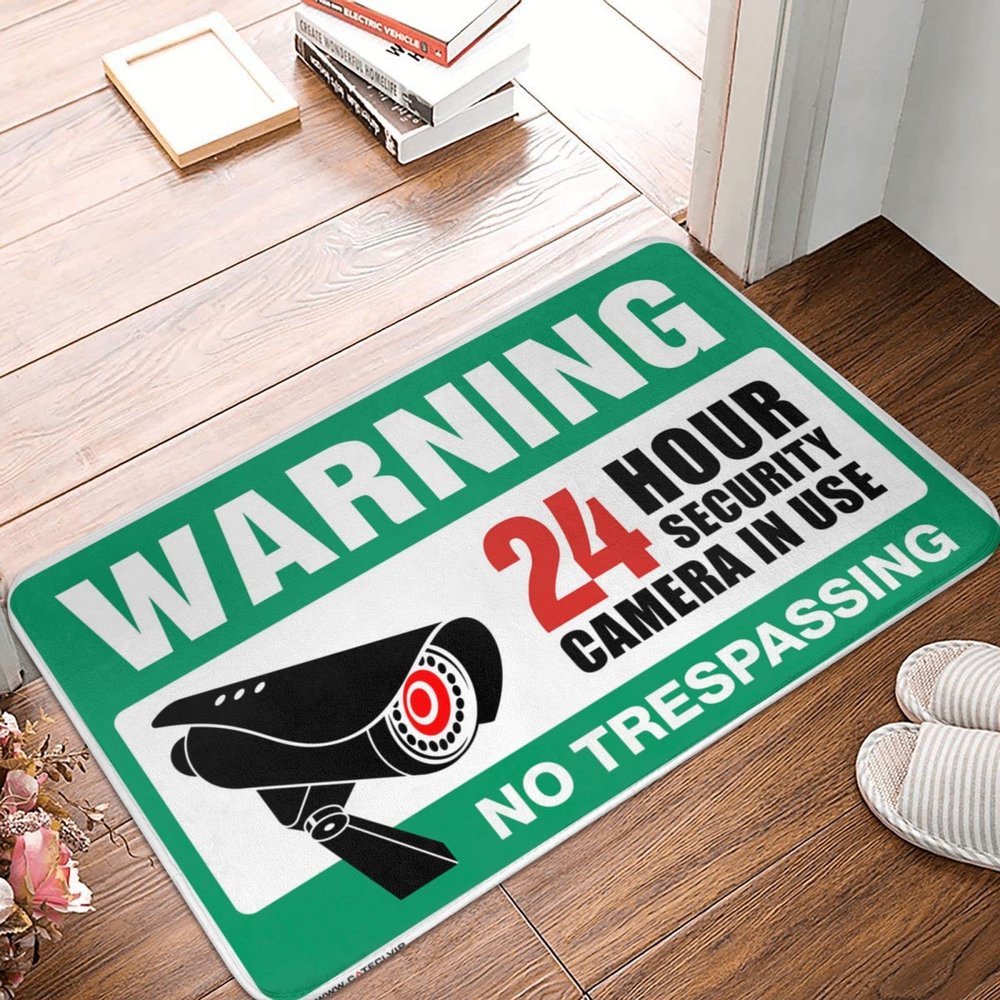 Doormats with Sayings Video Surveillance Signs, No Trespassing Violators Will Be Prosecuteds Mat Emo Room Decor Large Welcome Mats Outdoor ( Size : 50X80CM )