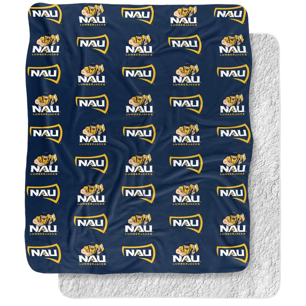 Northern Arizona University Lumberjacks Blanket, 50"x60" Logo Pattern, Silky Touch Sherpa Back Super Soft Throw Blanket
