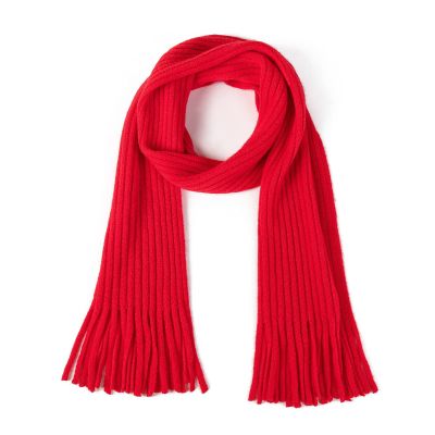 BEARUN Kids Knit Scarf Winter Fashion Solid Color Toddler Baby Scarves Neck Warmer Tassel Scarf for Boys Girls Red