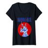 Womens Samurai Blue Japan Flag Kanji Letters V-Neck T-Shirt view 1