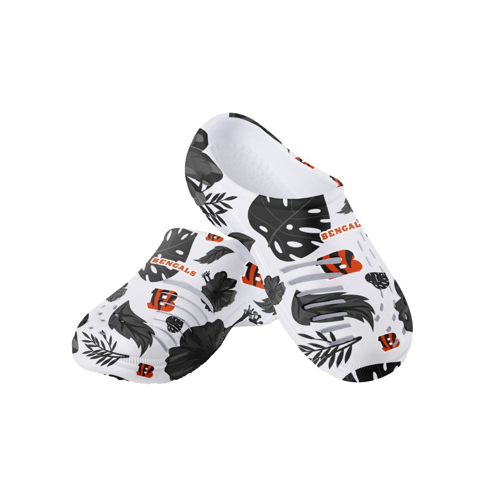 FOCO Cincinnati Bengals NFL Womens Floral White Clog - L
