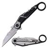 Tac-Force Folding Pocket Knife  Bead Blast Stainless Steel Blade, Silver Aluminum Handle w/Black Rubber Inlay, Flip Out Rope Cutter and Pocket Clip, EDC, Rescue - TF-1041GY view 1