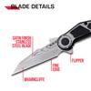 Tac-Force Folding Pocket Knife  Bead Blast Stainless Steel Blade, Silver Aluminum Handle w/Black Rubber Inlay, Flip Out Rope Cutter and Pocket Clip, EDC, Rescue - TF-1041GY view 3