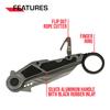 Tac-Force Folding Pocket Knife  Bead Blast Stainless Steel Blade, Silver Aluminum Handle w/Black Rubber Inlay, Flip Out Rope Cutter and Pocket Clip, EDC, Rescue - TF-1041GY view 4