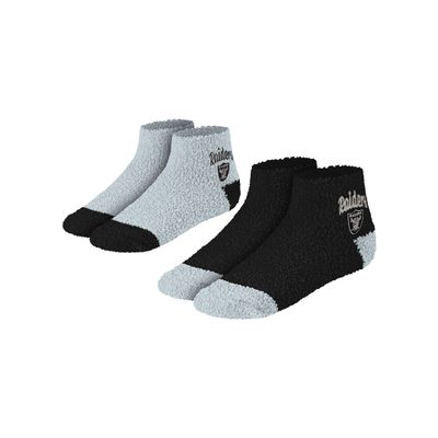 FOCO Las Vegas Raiders NFL Womens 2 Pack Script Logo Fuzzy Ankle Socks