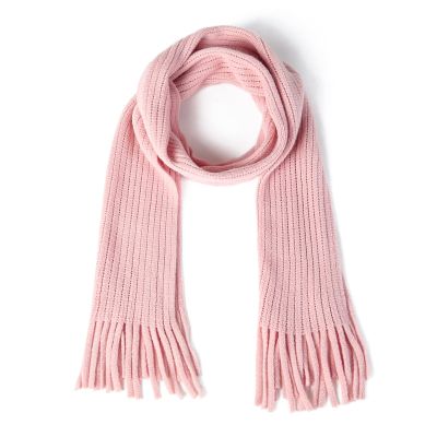 Kids Knit Scarf Winter Fashion Solid Color Toddler Baby Scarves Neck Warmer Tassel Scarf for Boys Girls Pink