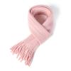 Kids Knit Scarf Winter Fashion Solid Color Toddler Baby Scarves Neck Warmer Tassel Scarf for Boys Girls Pink view 2