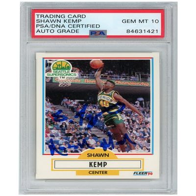 Shawn Kemp 1990-91 Fleer Autograph RC Card Reign Man #178 PSA/DNA 10