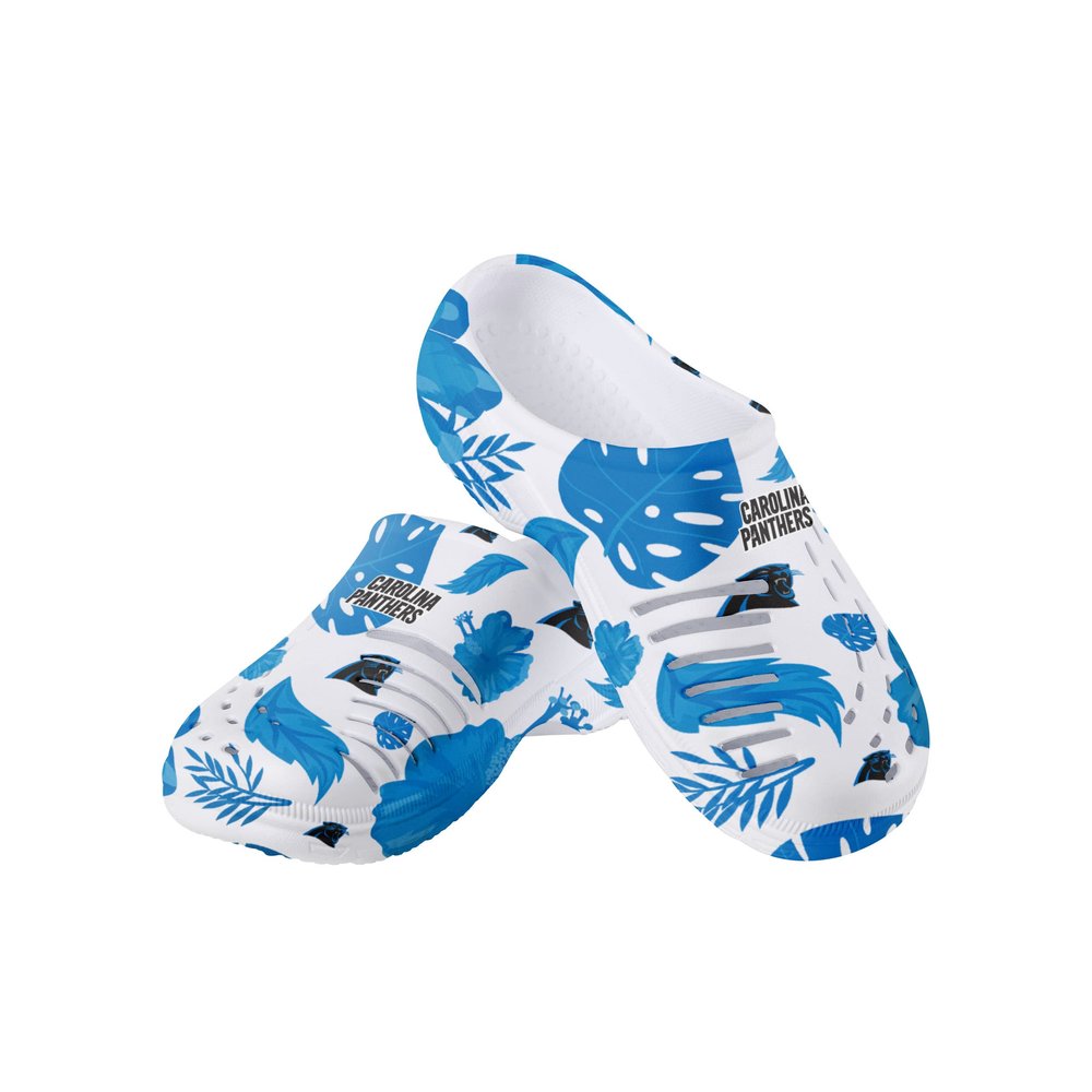 FOCO Carolina Panthers NFL Womens Floral White Clog - XL