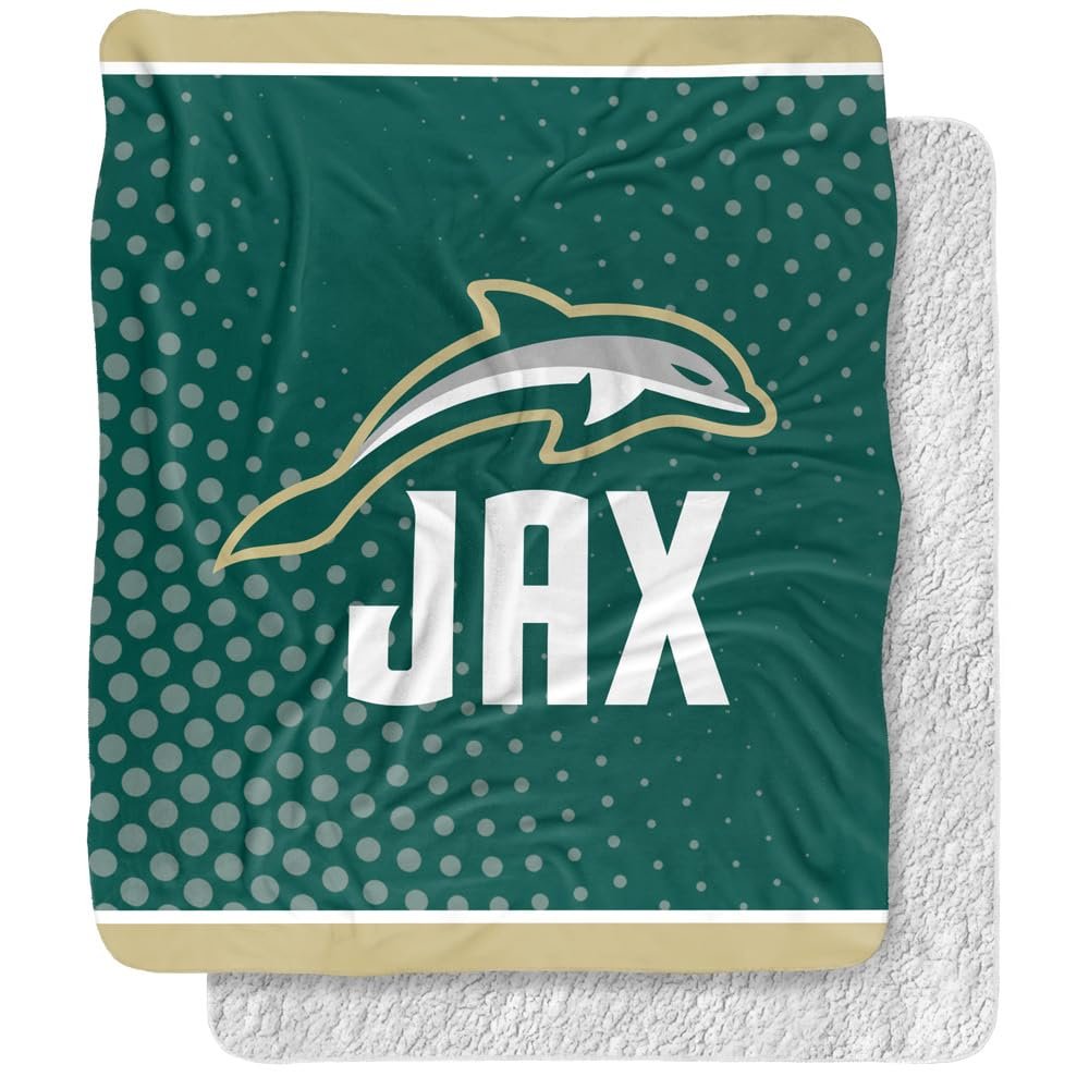 Jacksonville University Dolphins Logo Dots Silky Touch Sherpa Back Super Soft Throw Blanket,Logo Dots