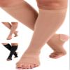 Plus Size Compression Socks for Women and Men 20-30mmHg - Opaque Compression Stockings with Open Heel and Open Toe for Swelling, Post Surgery, Blood Clots - Beige, 5X-Large- A911BE view 1