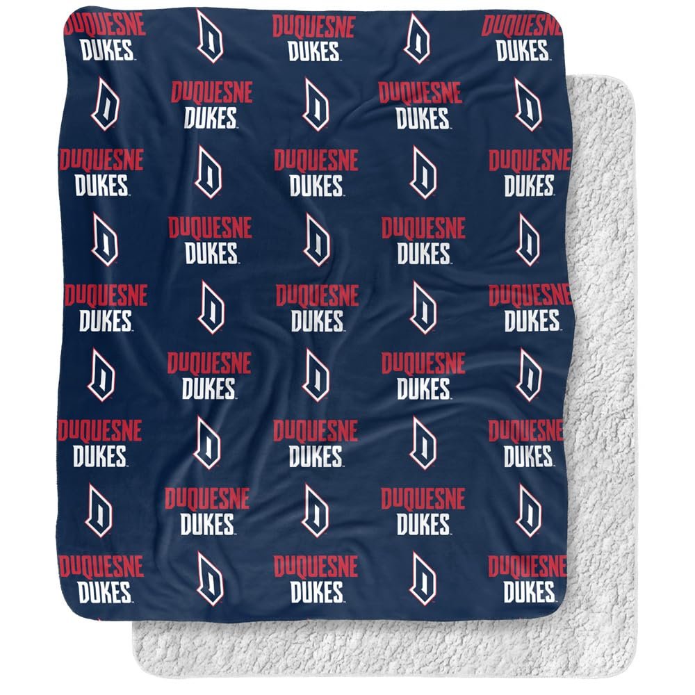 Duquesne University Dukes Logo Pattern Silky Touch Sherpa Back Super Soft Throw Blanket,Logo Pattern