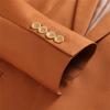 Maiyifu-GJ Men's Slim Fit Double Breasted Jacket Slim Fit Business Daily Prom Blazer Peak Lapel Groom Wedding Party Suit Coat (Caramel,Large) view 4