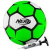 Nerf Proshot Kids Soccer Ball - Size 4 Indoor + Outdoor Youth Soccer Ball + Air Pump Set - Official Size 5 Soft Cover for Boys + Girls - Pump + Inflation Needle Included - Green/White view 1