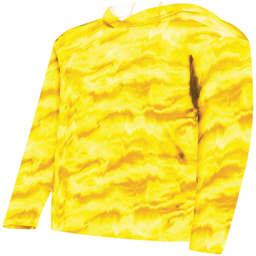 Holloway Boys' Youth Stock Cotton-Touch Poly Hoodie, Gold Shockwave Print, X-Large