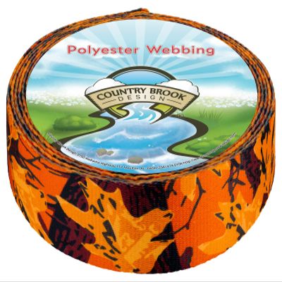 Country Brook Design - Orange Sunset Camo Polyester Webbing (1 1/2 Inch, 10 Yards)