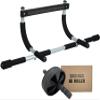 Iron Gym Pull-Up Bar & Ab Roller - Total Upper Body Workout Bar for Doorway, Adjustable Width Locking, Portable Door Frame Horizontal Chin-up Bar, for Fitness and Exercise, Silver (IRONGYMPLUSAR) view 1