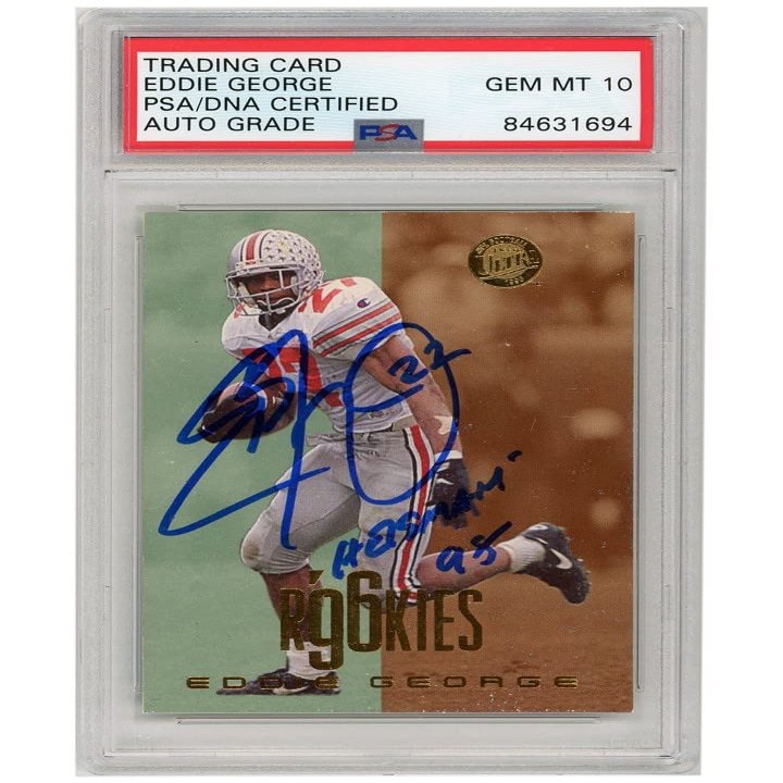 Eddie George 1996 Fleer Ultra Autograph RC Card Heisman 95" #169 PSA/DNA 10