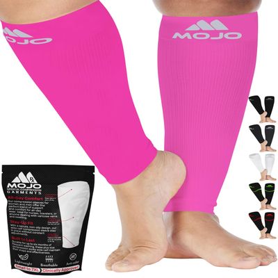 Mojo Compression Socks Sleeve for Women and Men 20-30mmHg Plus Size - Men and Womens Footless Compression Socks for Travel, Airplane, Sports - Pink, 6X-Large - A604
