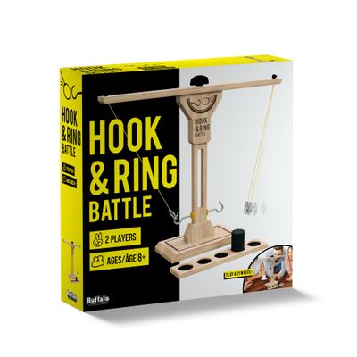 Buffalo Games - Hook & Ring Battle Game  FastPaced Family Party Game | Tabletop Ring Toss for 2 Players Ages 8+ | HeadtoHead Dexterity & Skill Game Night Fun