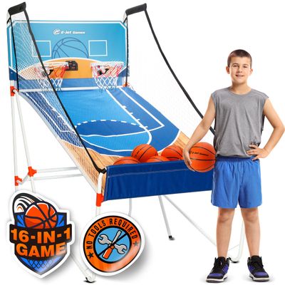E-Jet Basketball Arcade Game, Kids Basketball Gifts for Kids Boys Girls Children Youth & Teens | 16-in-1 Games Dual Shot,Blue (EIR047332038)