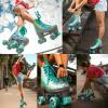 JajaHoho Roller Skates for Women, Shiny Holographic High Top Rollerskates, Double-Row Four Mixture Gradient Wheels Quad Skates for Girls Age 8-50 Indoor Outdoor (Size 10, Mint Green) view 2