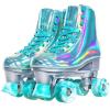 JajaHoho Roller Skates for Women, Shiny Holographic High Top Rollerskates, Double-Row Four Mixture Gradient Wheels Quad Skates for Girls Age 8-50 Indoor Outdoor (Size 6, Mint Green) view 1