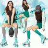 JajaHoho Roller Skates for Women, Shiny Holographic High Top Rollerskates, Double-Row Four Mixture Gradient Wheels Quad Skates for Girls Age 8-50 Indoor Outdoor (Size 6, Mint Green) view 4