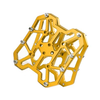 ihreesy 1Pair Bike Clipless Platform Adapter,Aluminum Alloy Bicycle Platform Pedals Self-Locking Bike Pedal Platform Adapters for Mountain Road Bike,Gold