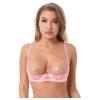 Alvivi Womens Sheer Floral Lace Underwired Bra Sexy Half Cup Unlined Brassiere Lingerie Underwear Pink Small view 2