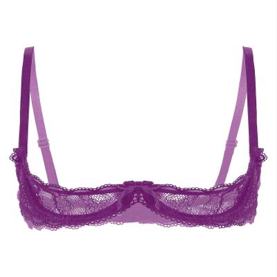 Alvivi Womens Sheer Floral Lace Underwired Bras Adjustable Strap Unlined Brassiere Underwear Purple 3X-Large