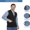 Turtle Bay New York Mens Rib Knit Sweater Vest  Sleeveless Button Front Cardigan with Pockets Black/L view 4