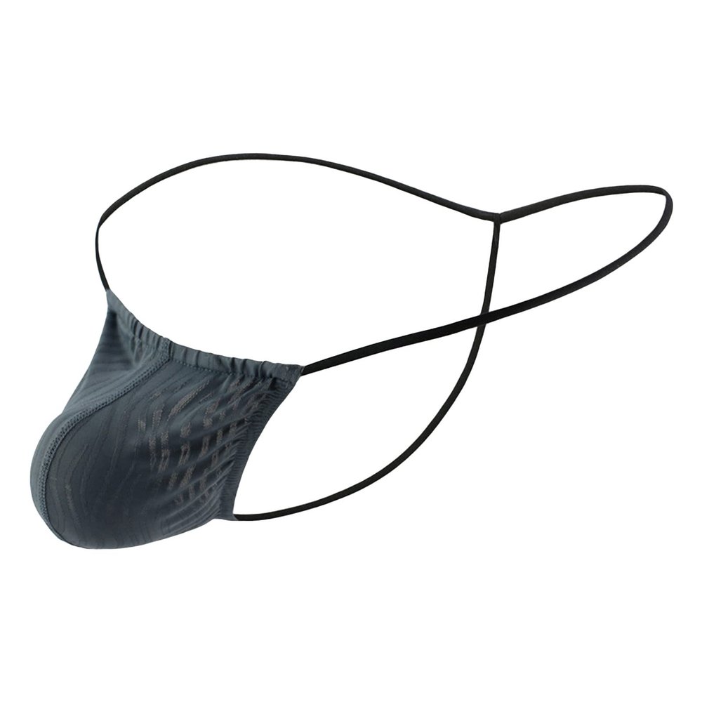 JEsilunmaMY Men's Mini String Thong Low Rise Bulge Pouch G-String T-Back Breathable Jockstrap Bikini Underwear Under Panties (Grey,Medium)