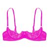 Alvivi Womens Sheer Floral Lace Underwired Bra Sexy Half Cup Unlined Brassiere Lingerie Underwear Rose Large view 4