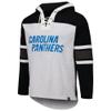 47 Men's Carolina Panthers Heather Gray Gridiron Lace-Up Pullover Hoodie view 2