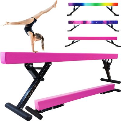 Seliyoo Adjustable Balance Beam for Kids, 8FT Gymnastics Beam with Anti-Slip Legs, High and Low Floor Beam for All Gymnastics Levels, Professional Gymnastic Equipment for Home, Gym Center
