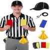 SOMSOC 6 Pcs Referee Shirt, Men Women Zipper Collar Ref Shirt Card Hat Whistle Penalty Flag Sandbag Rugby for Football Soccer view 1