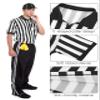SOMSOC 6 Pcs Referee Shirt, Men Women Zipper Collar Ref Shirt Card Hat Whistle Penalty Flag Sandbag Rugby for Football Soccer view 4