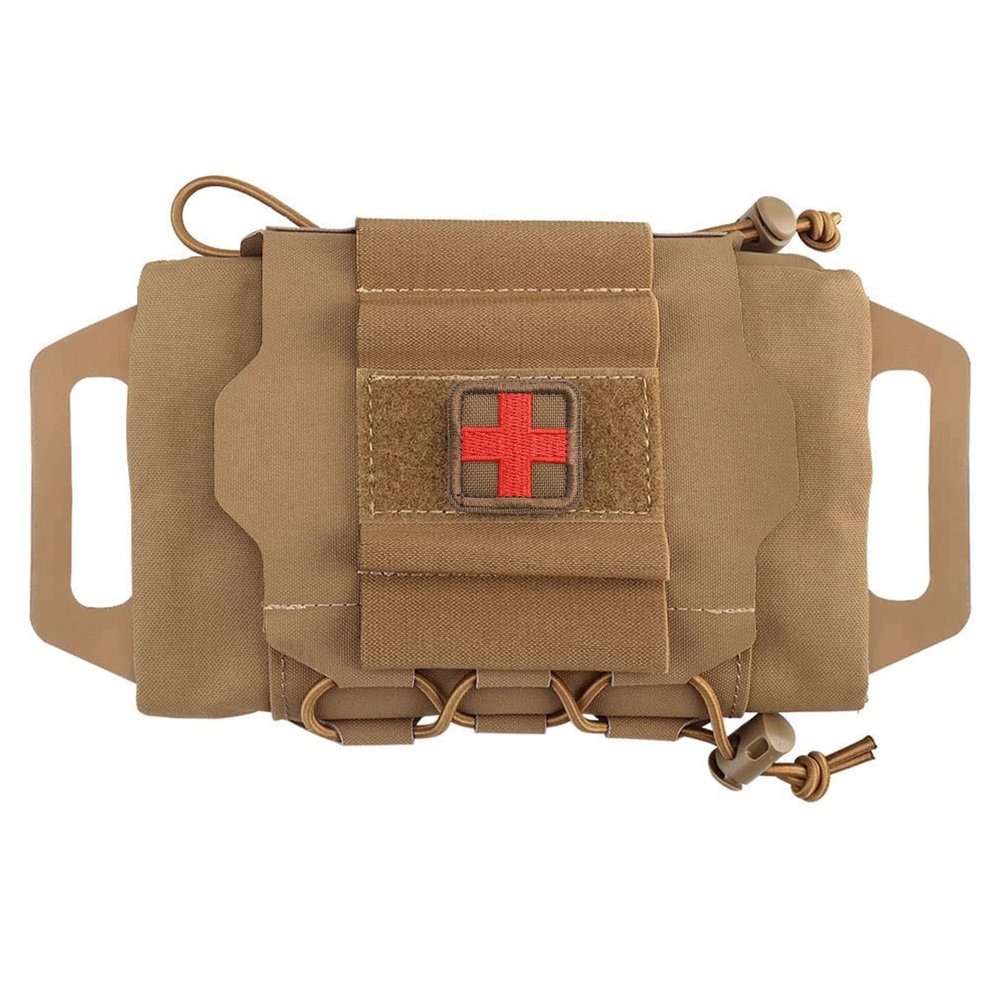 SABADO Rapid/Quick Deploy First Aid Kit Pack Tactical IFAK Pouch Two-piece System Med Roll Carrier Hypalon Handle Outdoor Sport Hunting Bag (Coyote Brown)