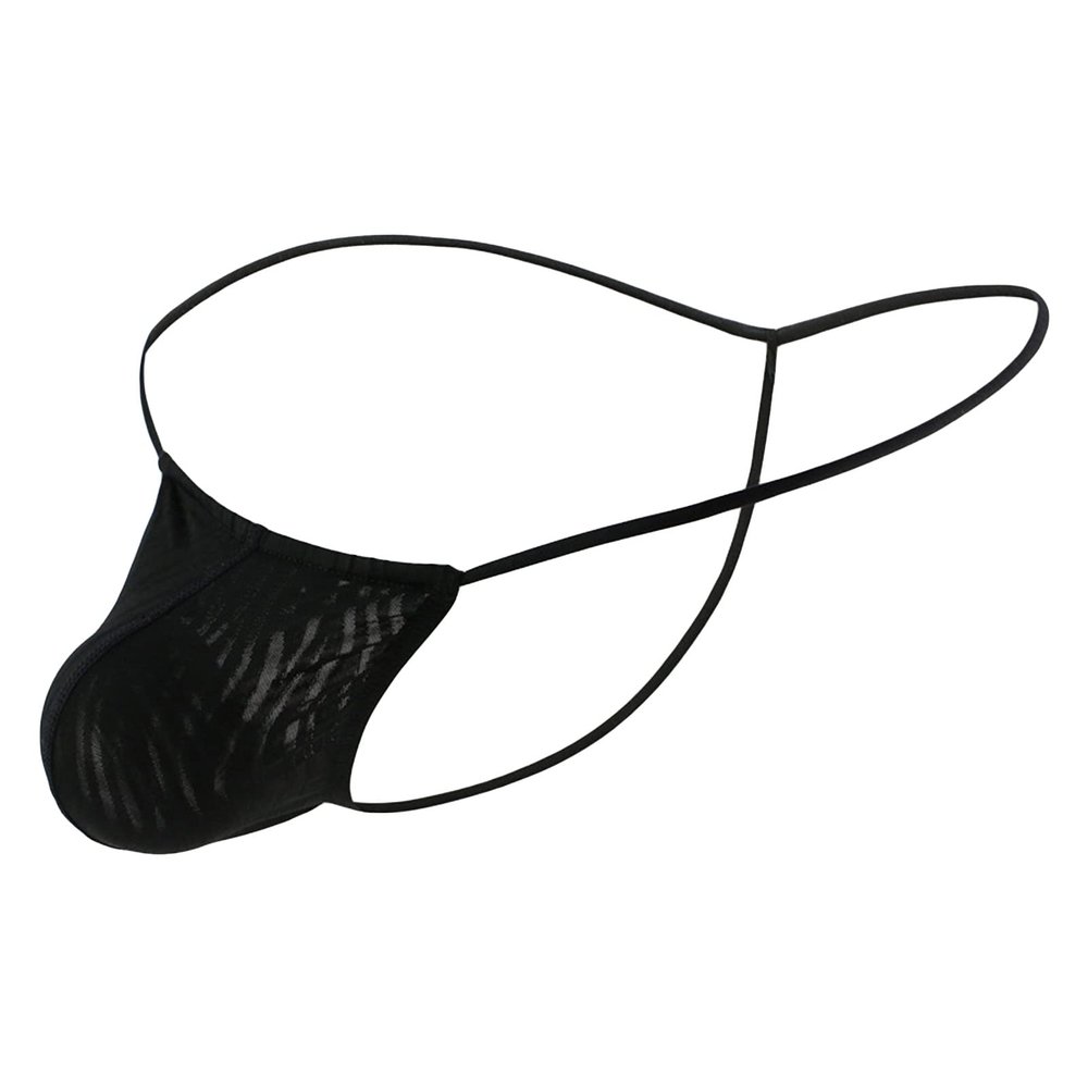 JEsilunmaMY Men's Mini String Thong Low Rise Bulge Pouch G-String T-Back Breathable Jockstrap Bikini Underwear Under Panties (Black,Medium)