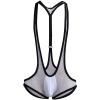 JEsilunmaMY Stretch Mesh Bodysuit for Men Wrestling Singlet Leotard Breathable Underwear Low Rise Briefs Suspender Jumpsuit (White,One Size)