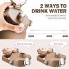 kytffu 64oz Glass Water Bottles with Straw, Half Gallon Motivational Glass Bottle with Silicone Sleeve and Time Marker, 2L Leakproof Large Glass Water Jug for Gym Home Office,Amber view 4