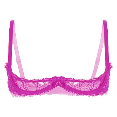 Alvivi Womens Sheer Floral Lace Underwired Bras Adjustable Strap Unlined Brassiere Underwear Rose 5X-Large