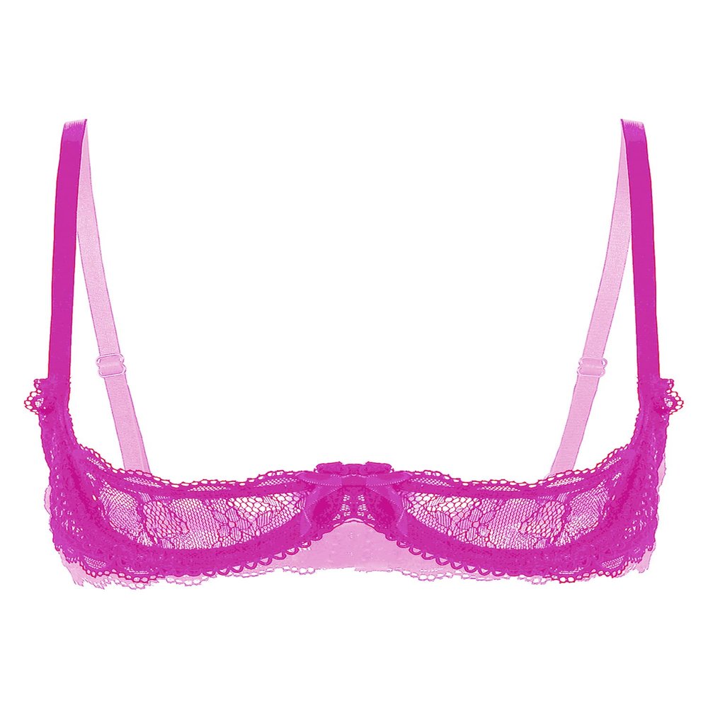 Alvivi Womens Sheer Floral Lace Underwired Bras Adjustable Strap Unlined Brassiere Underwear Rose 5X-Large