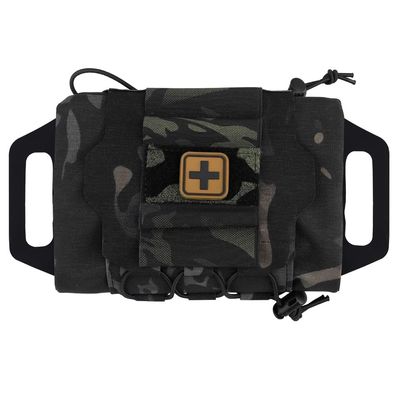 SABADO Rapid/Quick Deploy First Aid Kit Pack Tactical IFAK Pouch Two-Piece System Med Roll Carrier Hypalon Handle Outdoor Sport Hunting Bag (Black MC)