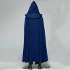 tuduoms Unisex Mens Medieval Cape Cloak with Hood Renaissance Gothic Witch Party Cape Halloween Cosplay Costuems Knight Tunic Blue view 2