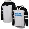 47 Men's Carolina Panthers Heather Gray Gridiron Lace-Up Pullover Hoodie view 1
