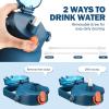 kytffu 64oz Glass Water Bottles with Straw, Half Gallon Motivational Glass Bottle with Silicone Sleeve and Time Marker, 2L Leakproof Large Glass Water Jug for Gym Home Office,Blue view 4