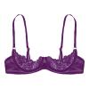 Alvivi Womens Sheer Floral Lace Underwired Bra Sexy Half Cup Unlined Brassiere Lingerie Underwear Purple Small view 4
